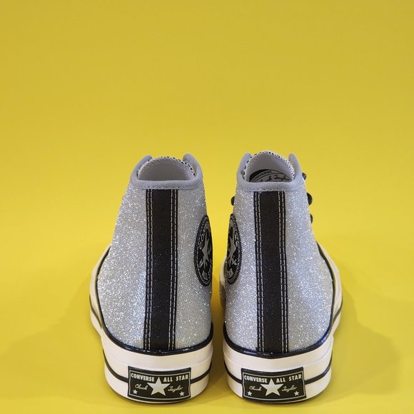 Converse Chuck 70 Hi Authentic Glam Silver Glitter Women's Sneakers 572038C NWT - Picture 5 of 6